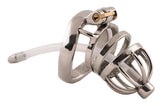 S80 small ringed stainless steel urethral chastity cage with base ring and tube