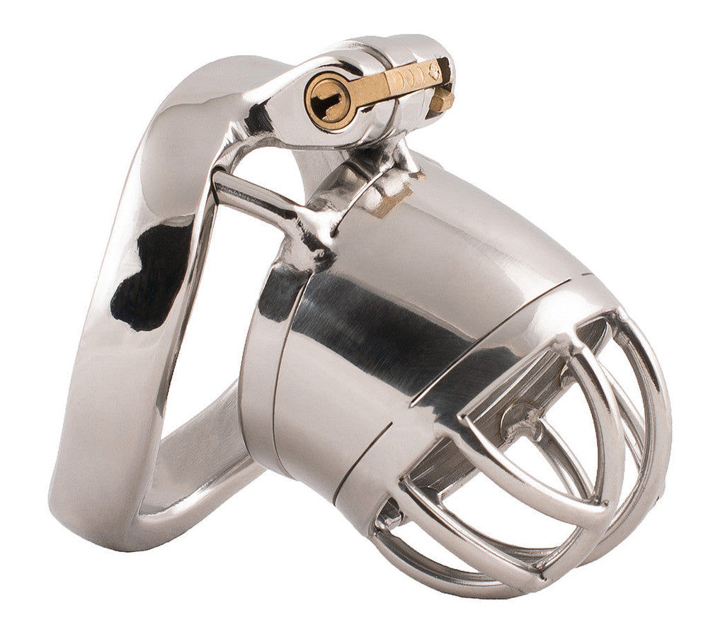 S90S enclosed stainless steel chastity cage in small size