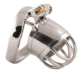 S90S enclosed stainless steel chastity cage in small size