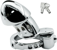 Sculpted adjustable metal chastity cage ZC-053 angled view