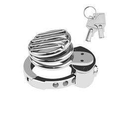 ZC-059 short grid-front chastity cage with integrated flat lock and keys