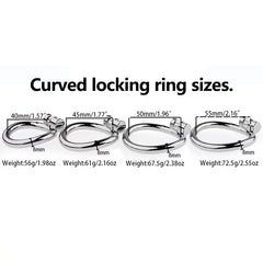 Smiley flat chastity cage with curved locking ring size options