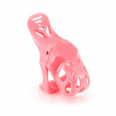 Pink Swallow Tail nylon chastity cage with an openwork front cage and contoured backplate