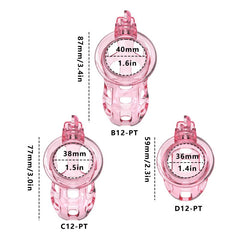 Transparent pink Soft Cobra size chart for three cage lengths