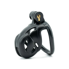 Black Viper snake-head resin chastity cage with integrated lock