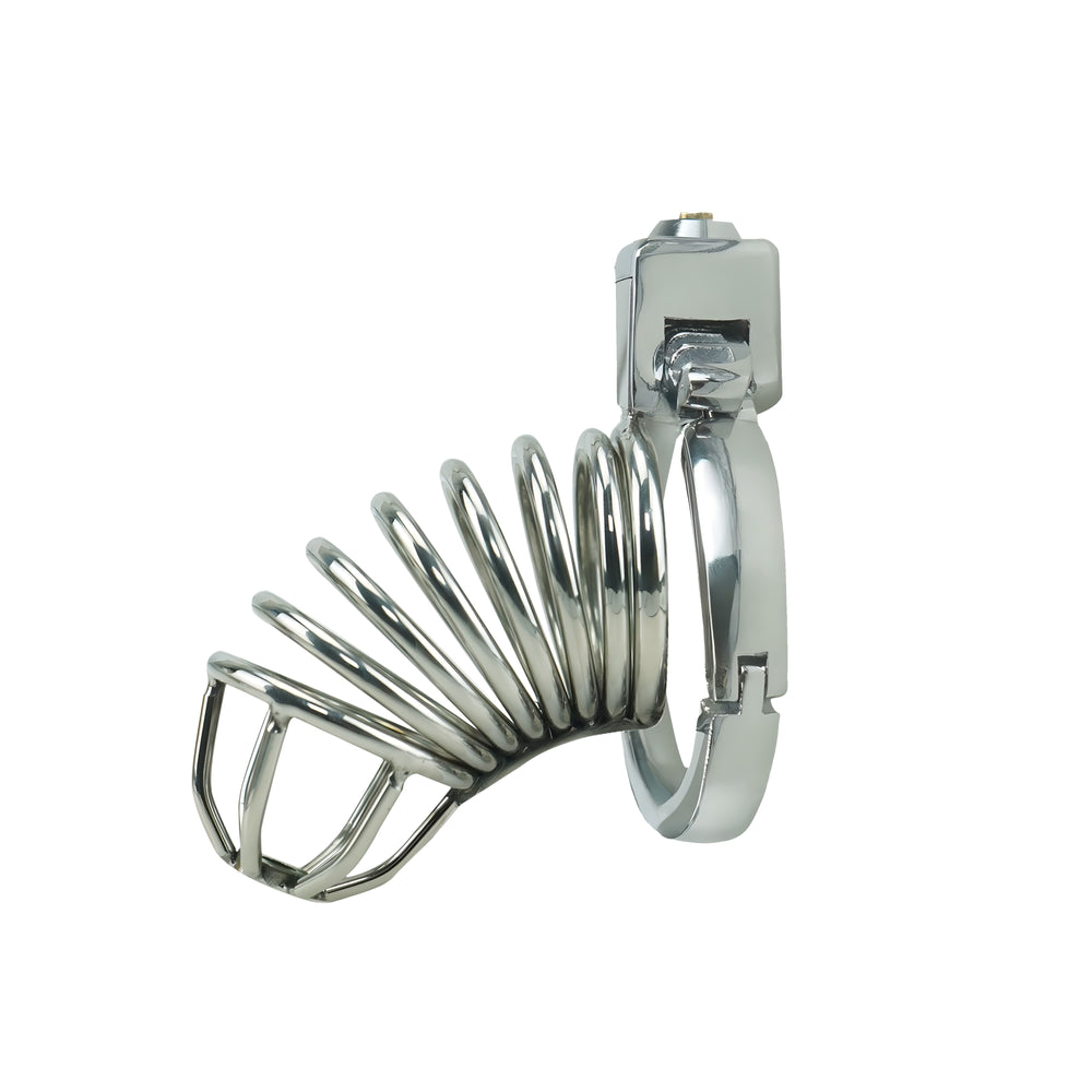 ZC-091 adjustable metal chastity cage with open-ring front