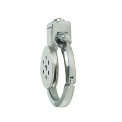 ZC-105 adjustable flat metal chastity cage with perforated disc front