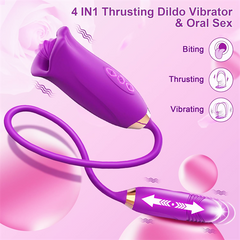 10 Thrusting & Vibrating Kiss Modes Bite Rose Toy