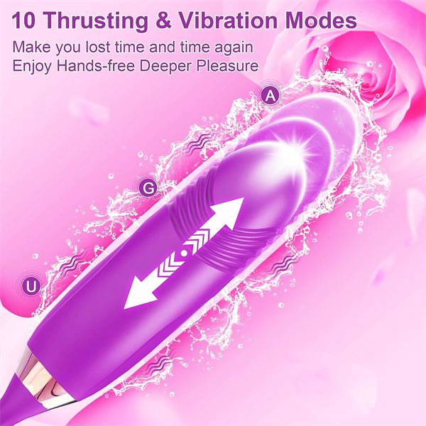 10 Thrusting & Vibrating Kiss Modes Bite Rose Toy