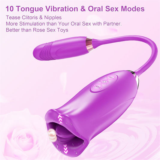 10 Thrusting & Vibrating Kiss Modes Bite Rose Toy