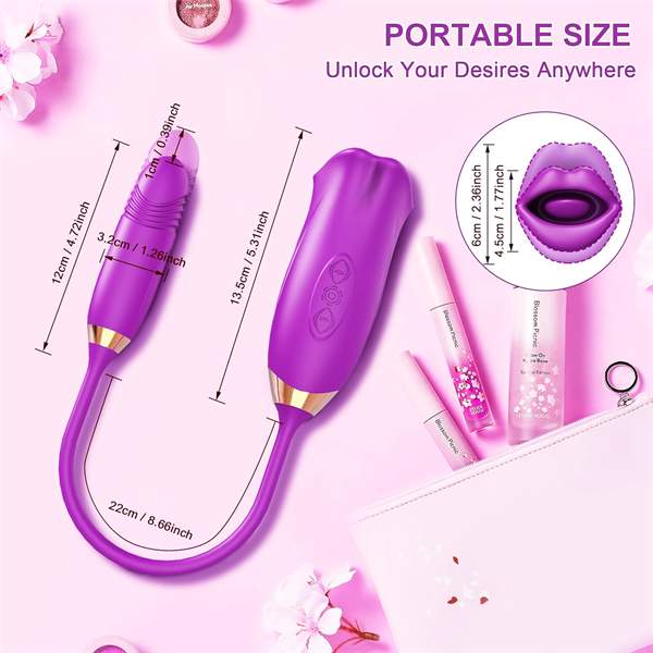 10 Thrusting & Vibrating Kiss Modes Bite Rose Toy