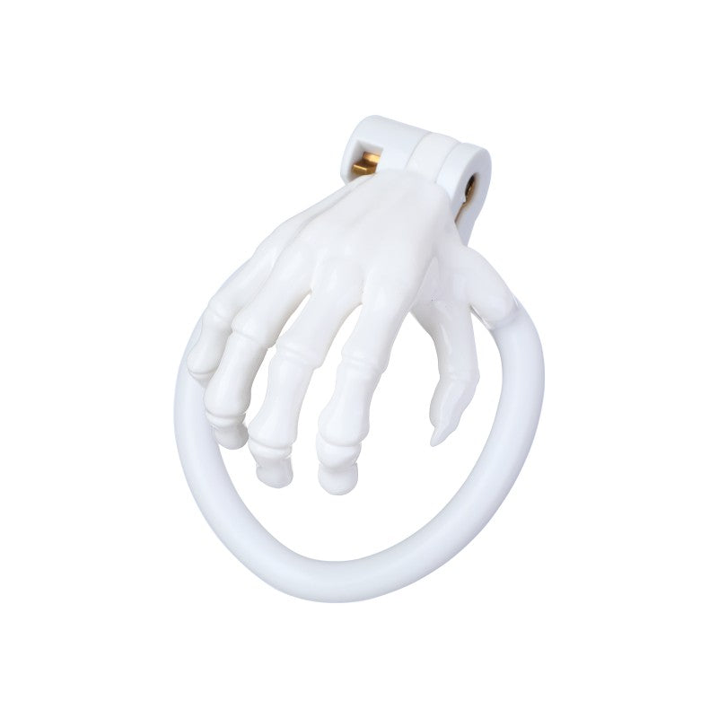 Skeleton Hand Medical-Grade Resin Chastity Cage with 4 Rings