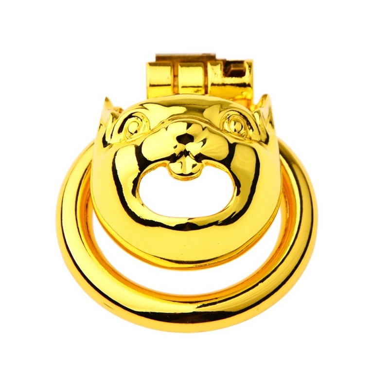 Golden Stainless Steel Flat Chastity Cage for Men – Secure & Durable Lock Device