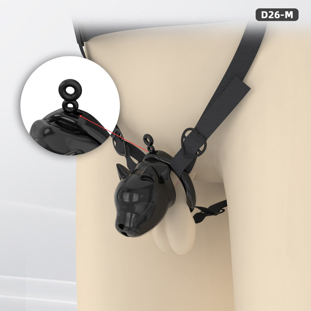 Puppy-Shaped ABS Chastity Cage, S/M with 6 Rings & Optional Belt