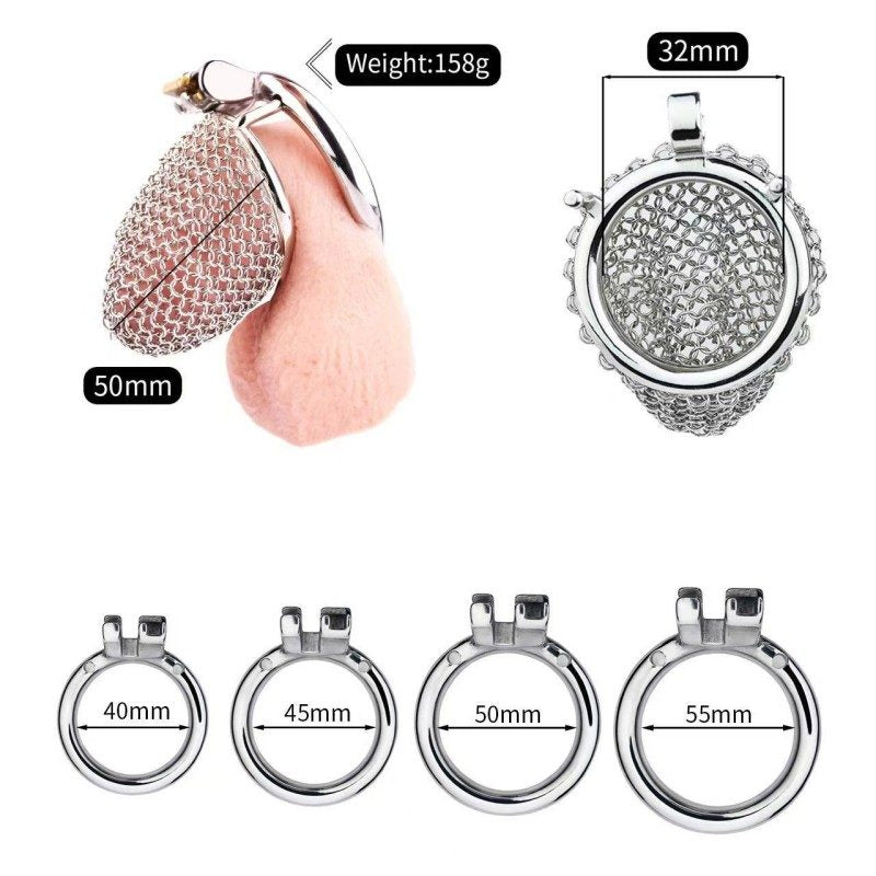 Flexible Stainless Steel Mesh Chastity Cage -5 Sizes | Comfortable & Secure