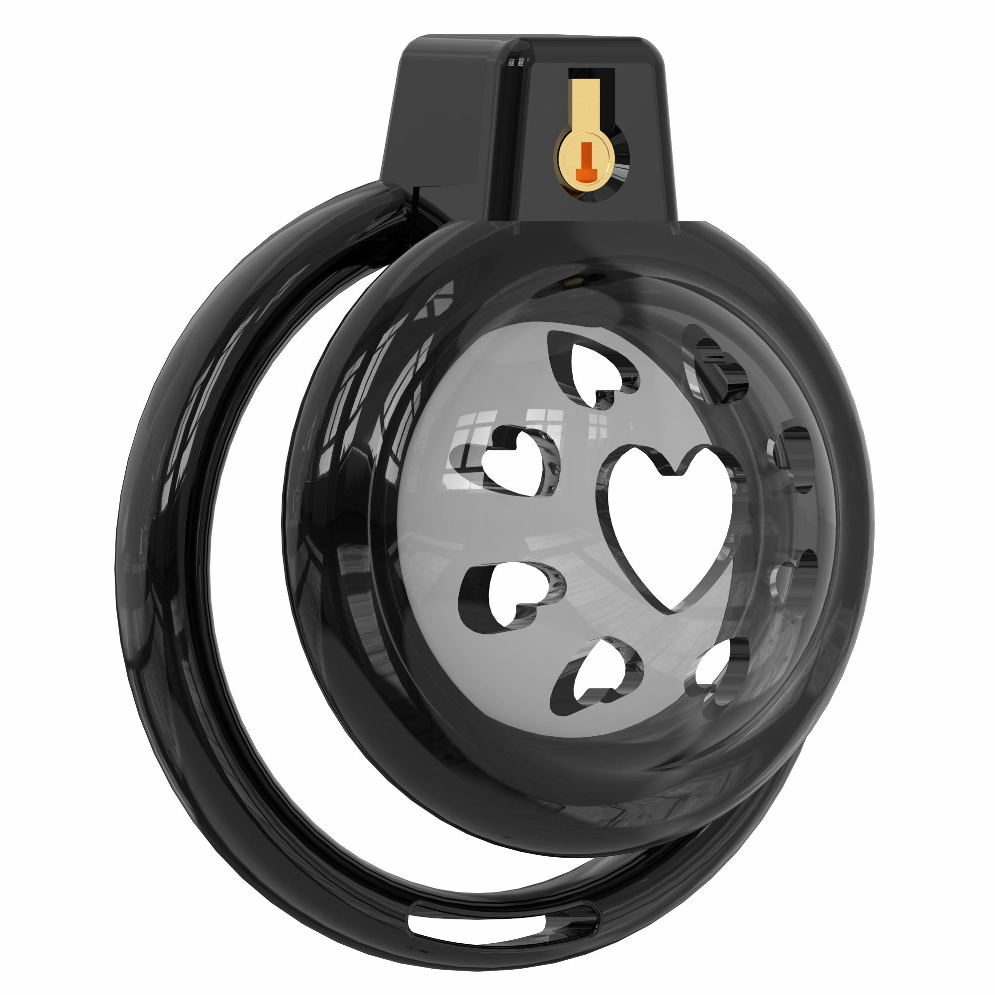 Heart Vent Soft TPE/Silicone Chastity Cage with 6 Rings