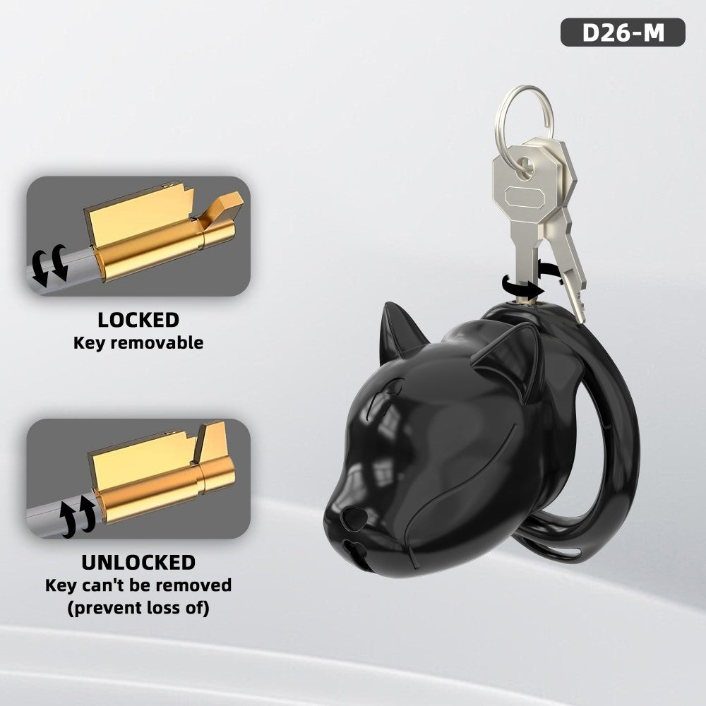 Puppy-Shaped ABS Chastity Cage, S/M with 6 Rings & Optional Belt
