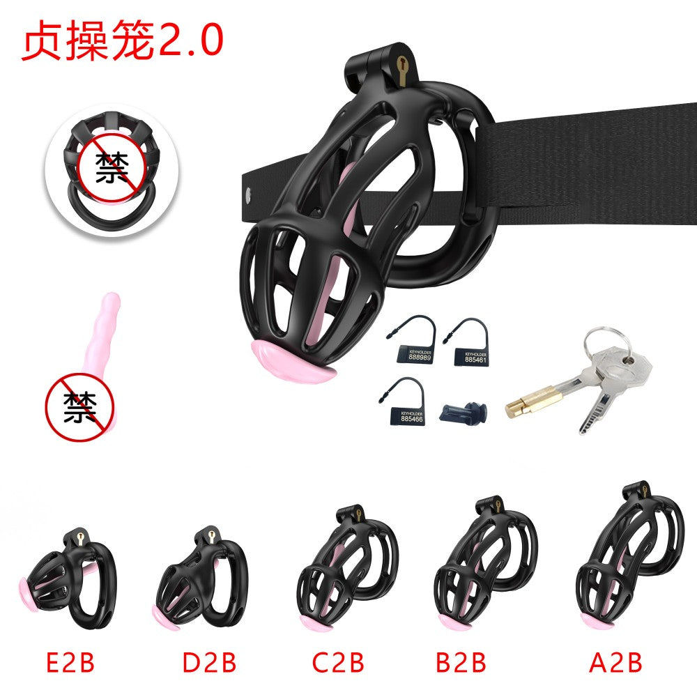 3D-Printed Resin Chastity Cage with Strap – A2–E2, 5 Colors