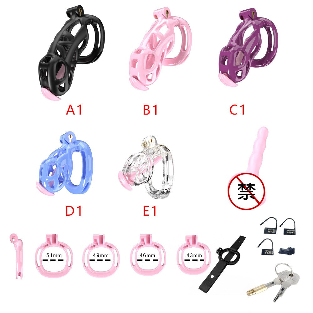 3D-Printed Resin Chastity Cage with Strap – A1–E1, 5 Colors