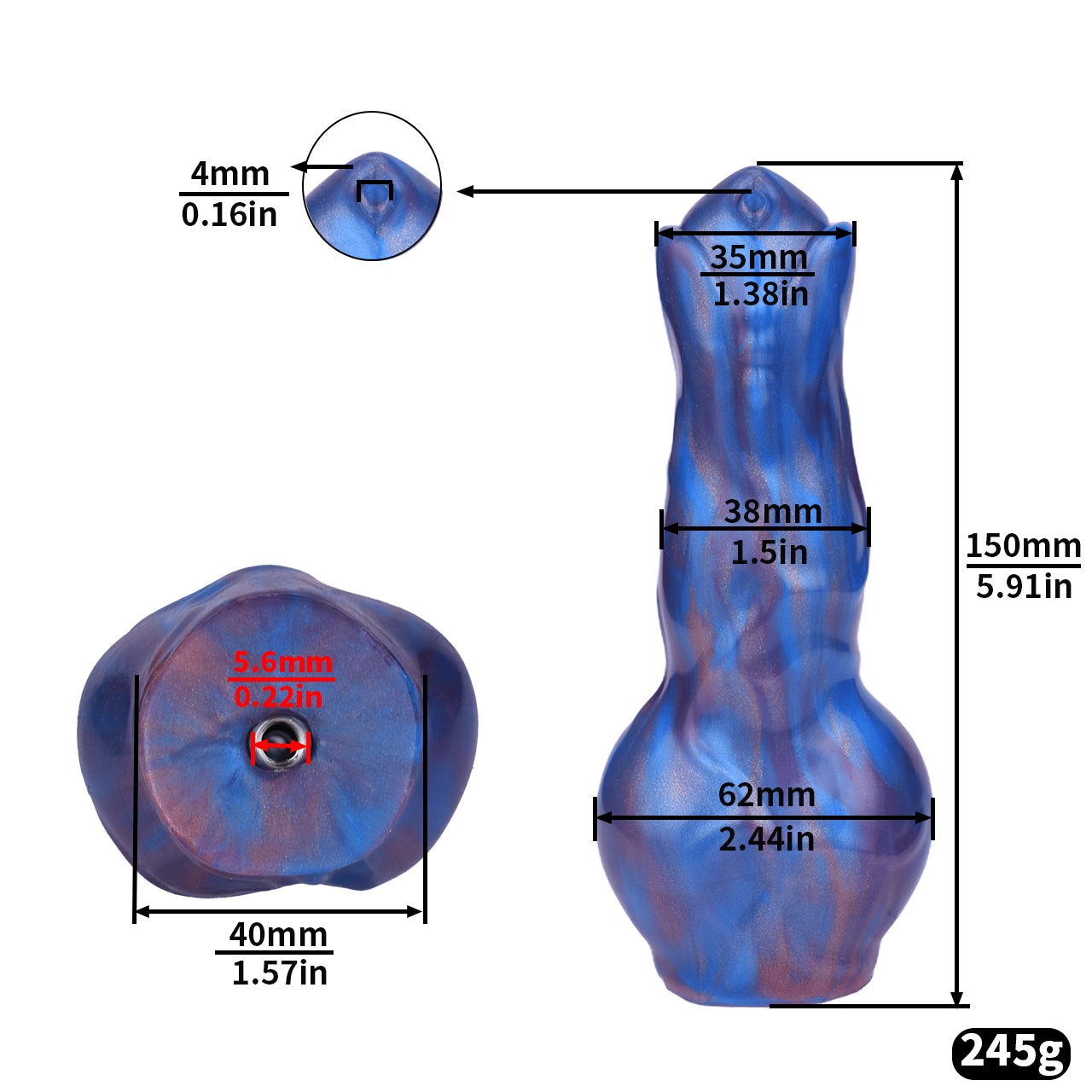 Enclosed Inverted Stainless Steel Chastity Cage – 33 × 45mm