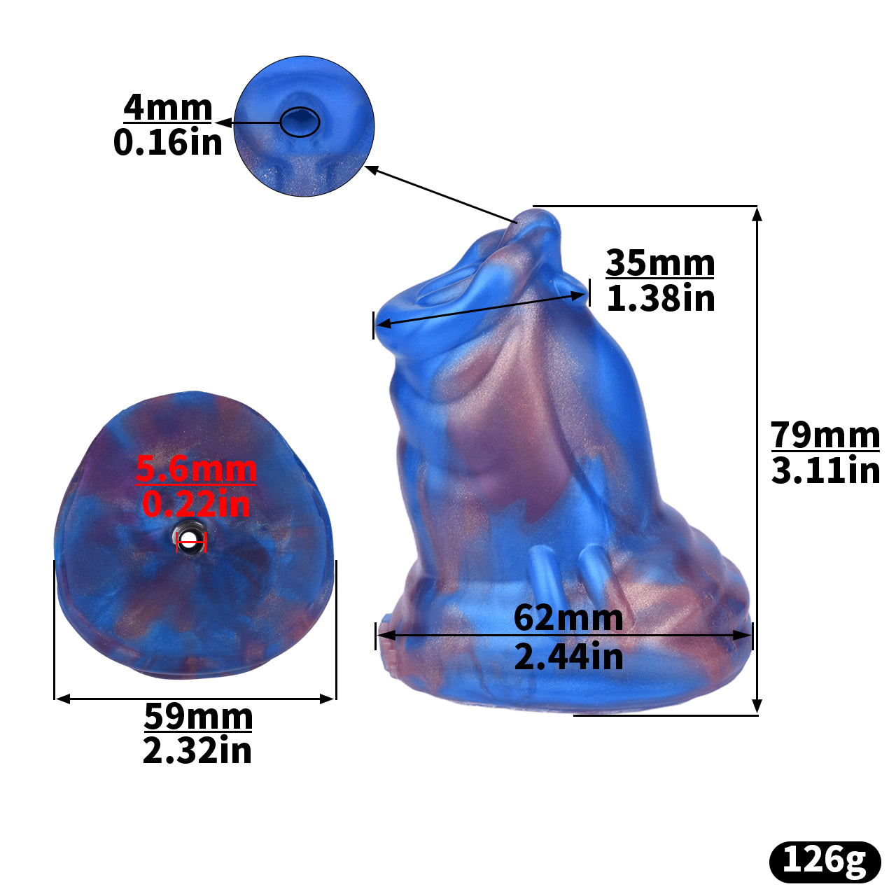 Enclosed Inverted Stainless Steel Chastity Cage – 33 × 45mm