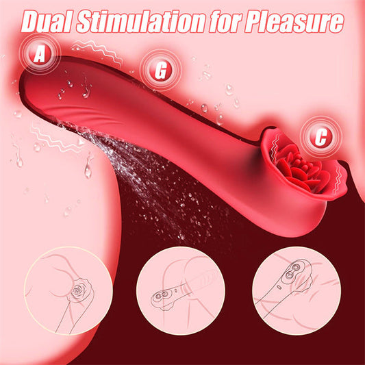 2 in 1 Tapping Rose Vibrator Dildo