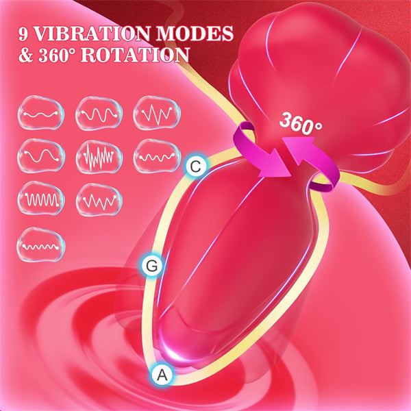 360° Rotating Rose Anal Plug Vibrator with APP Remote