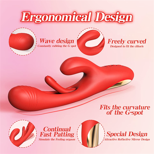 3IN1 Flapping Rabbit Vibrator Red