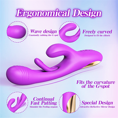 3IN1 Flapping Rabbit Vibrator Purple