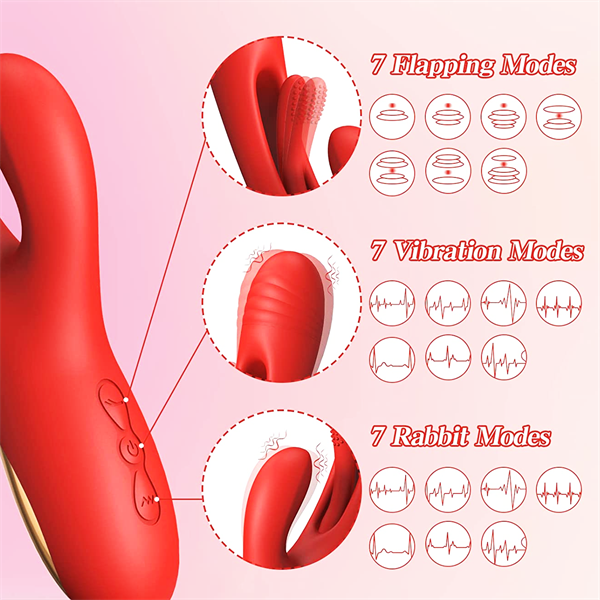 3IN1 Flapping Rabbit Vibrator Red