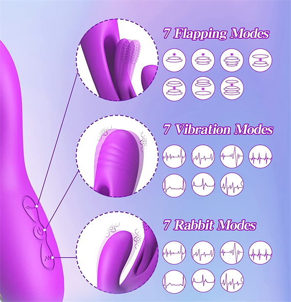 3IN1 Flapping Rabbit Vibrator Purple