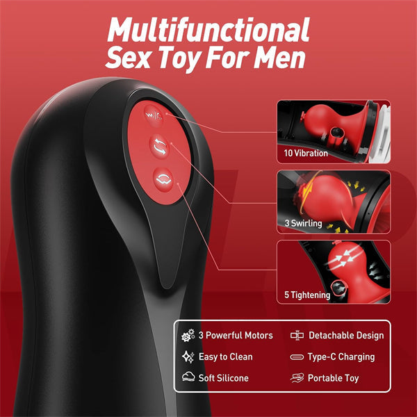 3 Swirling 5 Tightening 10 Vibration Modes Hands Free Male Stroker