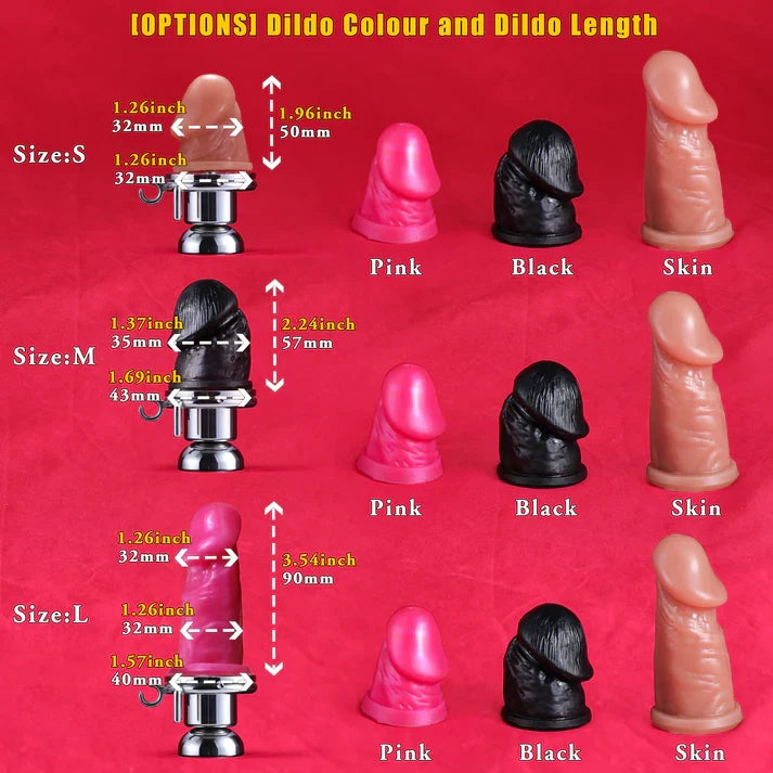 304 Stainless Steel Inverted Chastity Cage with Detachable Silicone Dildo Head