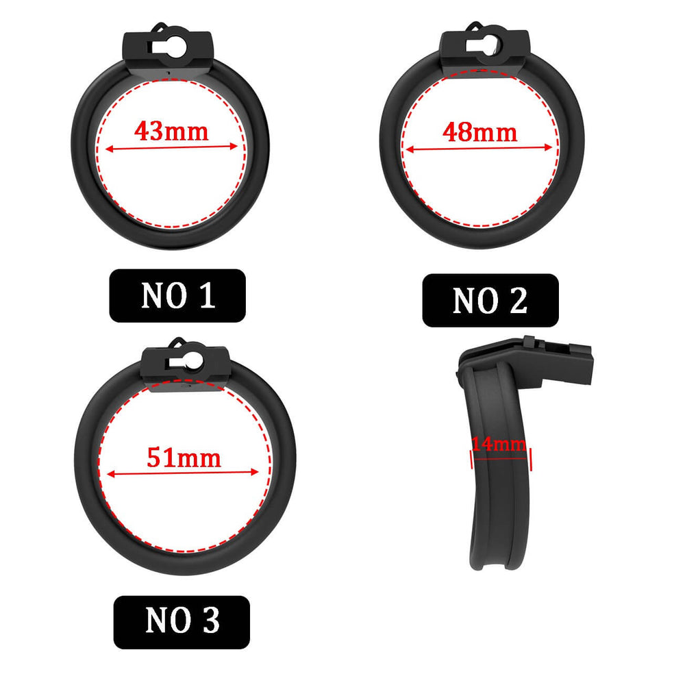 Three ring references measuring 43 mm, 48 mm and 51 mm
