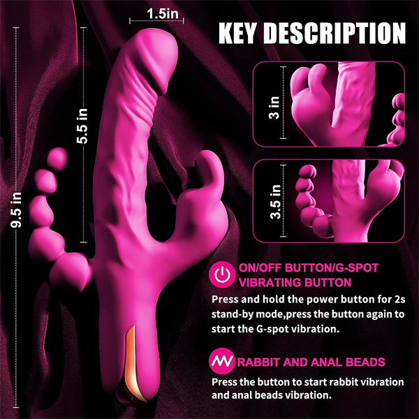 3 in 1 G-Spot rabbit Vibrators Hot Pink