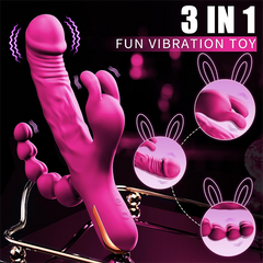 3 in 1 G-Spot rabbit Vibrators Hot Pink