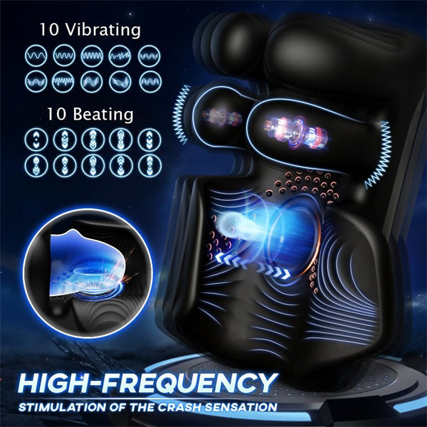 10 Finger Massaging & Tapping & Vibrating Male Stroker Penis Trainer Glans