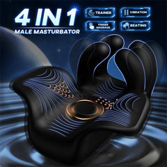 10 Finger Massaging & Tapping & Vibrating Male Stroker Penis Trainer Glans