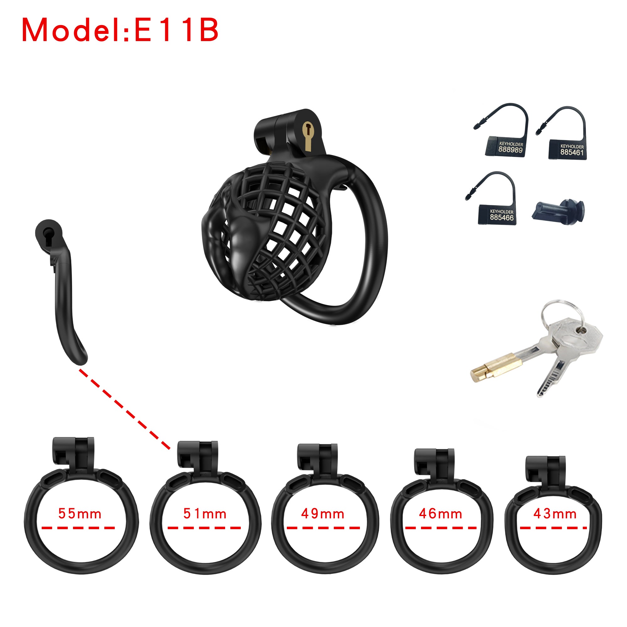 Mesh Ventilated Resin Chastity Cage, 45–105 mm Length Options