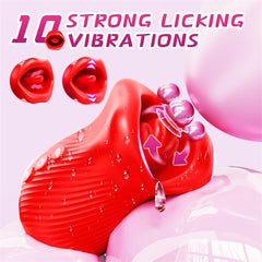 4 in 1 Tongue Licking Vibrator Rose Sex Toys