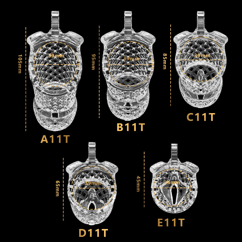 Mesh Ventilated Resin Chastity Cage, 45–105 mm Length Options