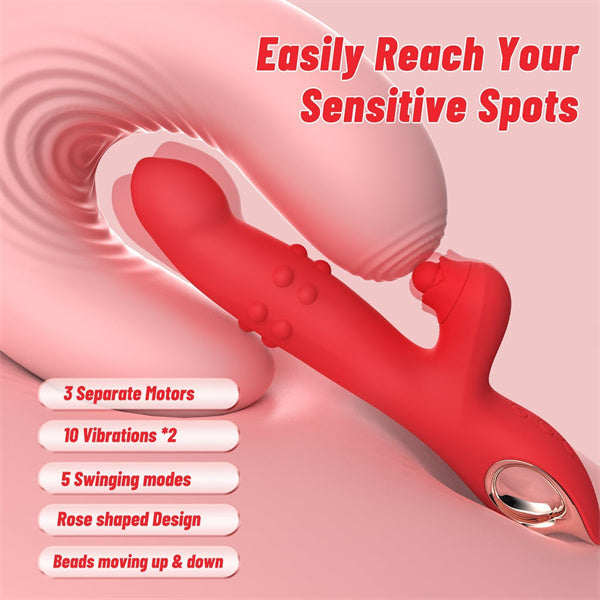 5 Swing & 2 Motors 10 Vibration Beaded Slide Rabbit Vibrators