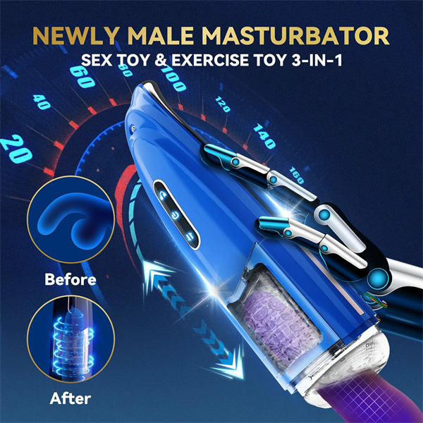 6 Thrusting & Rotating Male Stroker Blue