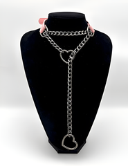 LoveChains™ - Heart Slip Chain Leather Choker Collar