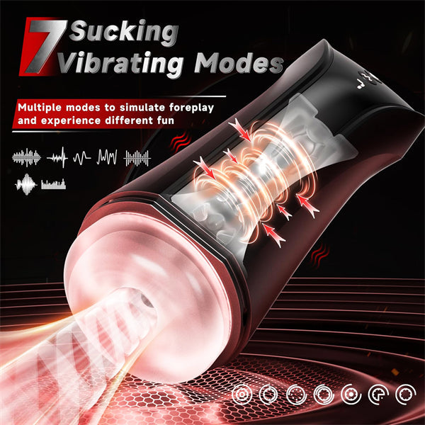 7 Sucking & Vibrating & Heating & LCD Masturbator Stroker