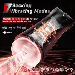 7 Sucking & Vibrating & Heating & LCD Masturbator Stroker