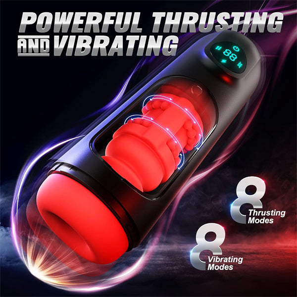 8 Vibrating & 8 Thrusting & LCD Display Male Stroker