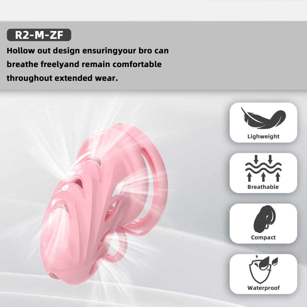 Waterproof Soft-Node ABS Chastity Cage, S/M, 6 Rings & Optional Belt