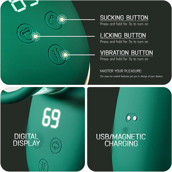 9 Tongue Licking & 3 Sucking &9 Thrusting Vibrator