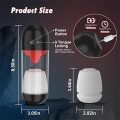 9 Vibrating & 360° Tongue Licking Male Stroker